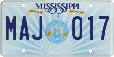 MS license plate MAJ017