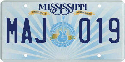 MS license plate MAJ019