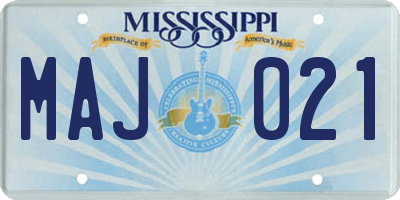 MS license plate MAJ021