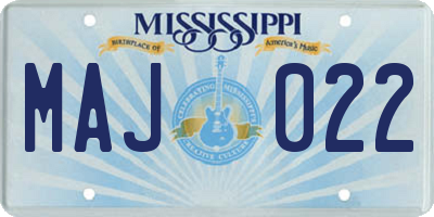 MS license plate MAJ022