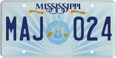 MS license plate MAJ024