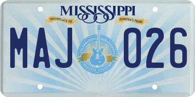 MS license plate MAJ026
