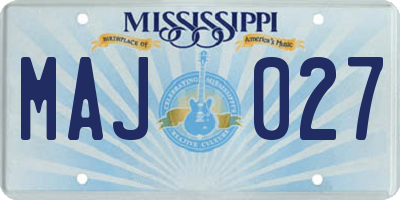 MS license plate MAJ027