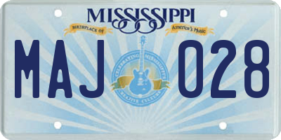 MS license plate MAJ028