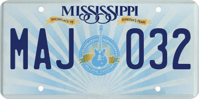 MS license plate MAJ032
