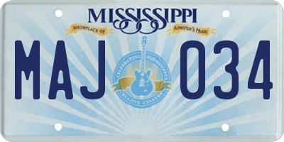 MS license plate MAJ034