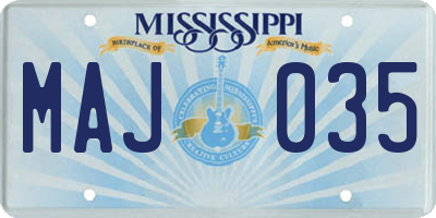 MS license plate MAJ035