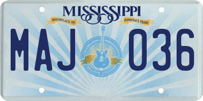 MS license plate MAJ036