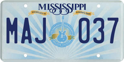 MS license plate MAJ037