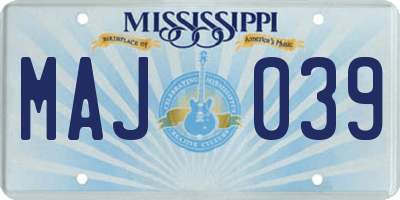 MS license plate MAJ039