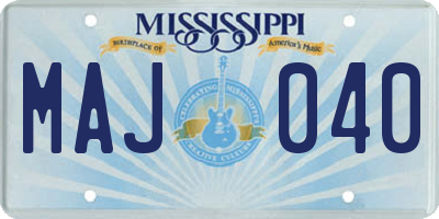 MS license plate MAJ040