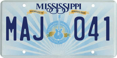 MS license plate MAJ041
