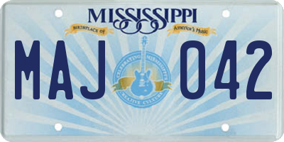 MS license plate MAJ042