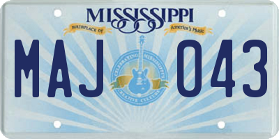 MS license plate MAJ043