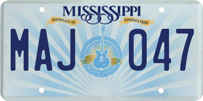 MS license plate MAJ047