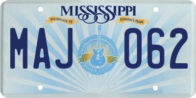 MS license plate MAJ062