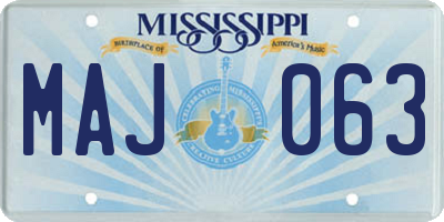 MS license plate MAJ063