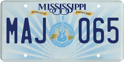 MS license plate MAJ065