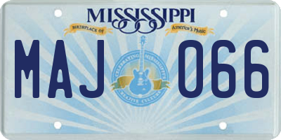 MS license plate MAJ066