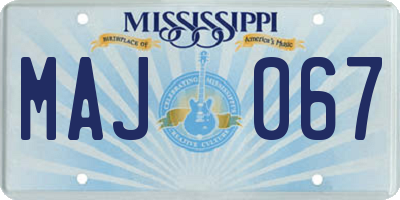 MS license plate MAJ067