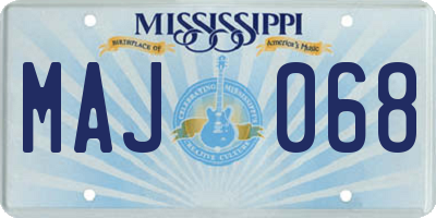 MS license plate MAJ068