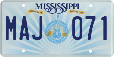 MS license plate MAJ071