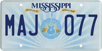MS license plate MAJ077