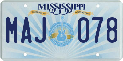 MS license plate MAJ078