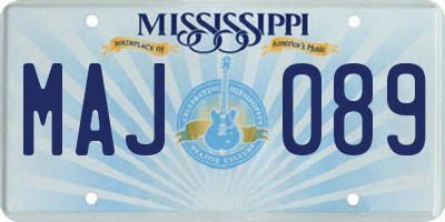 MS license plate MAJ089