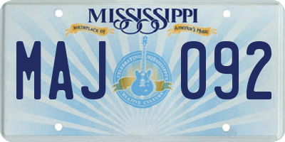 MS license plate MAJ092