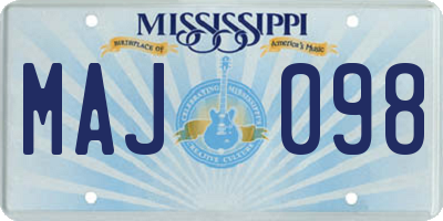 MS license plate MAJ098