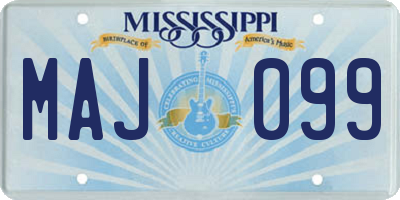 MS license plate MAJ099