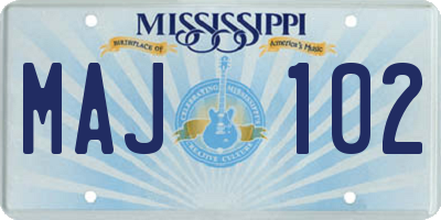 MS license plate MAJ102