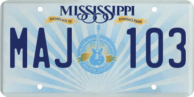 MS license plate MAJ103