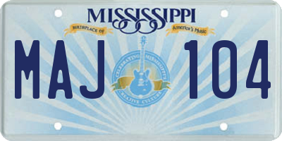 MS license plate MAJ104
