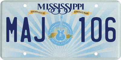 MS license plate MAJ106