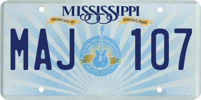 MS license plate MAJ107