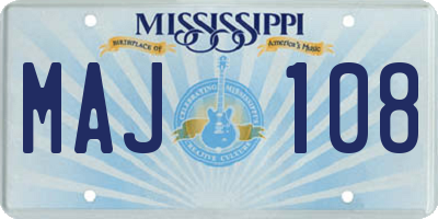 MS license plate MAJ108
