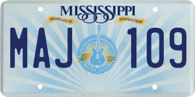 MS license plate MAJ109