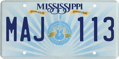 MS license plate MAJ113