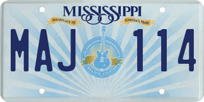 MS license plate MAJ114