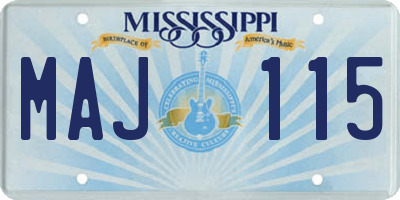 MS license plate MAJ115
