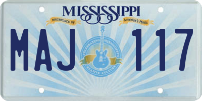 MS license plate MAJ117