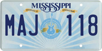 MS license plate MAJ118