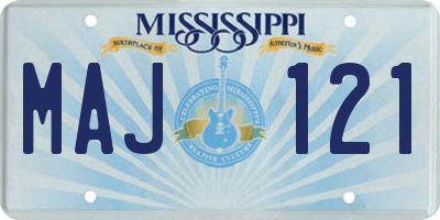 MS license plate MAJ121