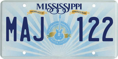 MS license plate MAJ122