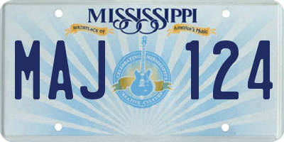 MS license plate MAJ124