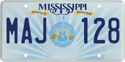 MS license plate MAJ128