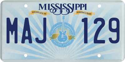 MS license plate MAJ129