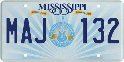 MS license plate MAJ132